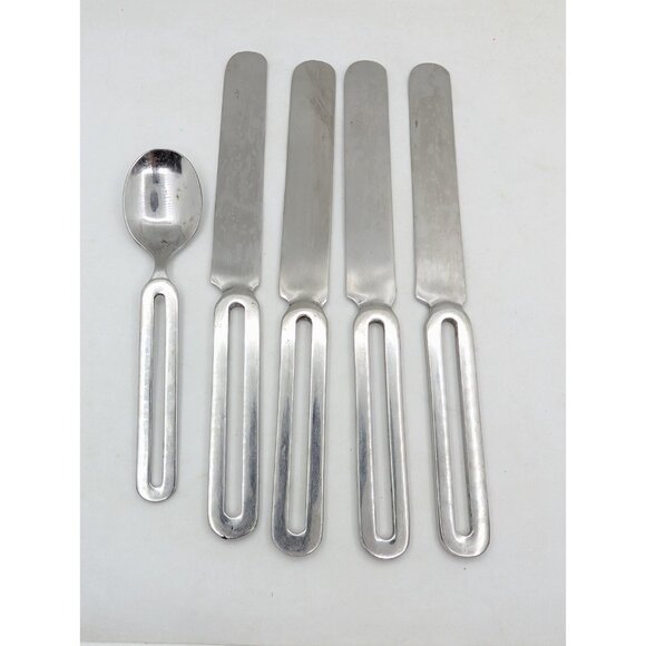 Set of 5 Stanley Roberts MCM Cycles Stainless Flatware  Knives Teaspoon Korea - Picture 9 of 13